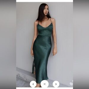 JAUS NADIA SLIP MIDI DRESS EMERALD SIZE L/US 8